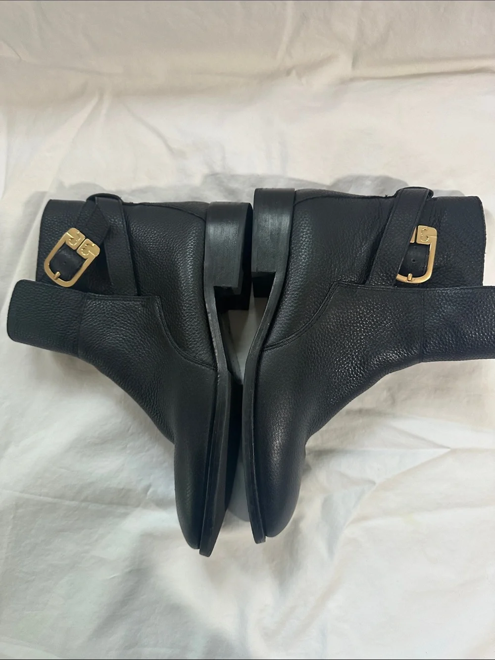 Tory Burch Brook Leather Ankle Boots with Gold Buckle Size 8.5